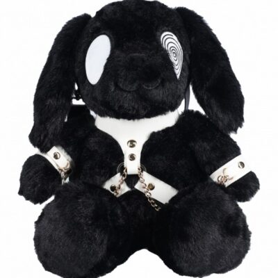 Large black circle-eye bunny backpack novelty bag by Shots Toys