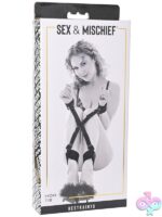 Black adjustable hog tie with four soft wrist and ankle cuffs by Sportsheets