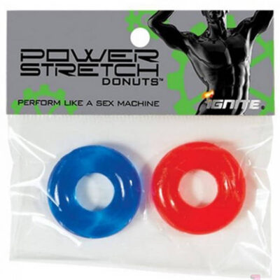 Power Stretch Donuts 2 Pack Red and Blue cock ring set by SI Novelties