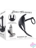 Saddle Up black vibrating penis ring and girth enhancer with bunny ears by Zero Tolerance Toys