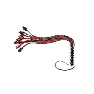 Saffron Braided Flogger by Sportsheets — nine braided tipped falls, comfort-grip handle, faux leather