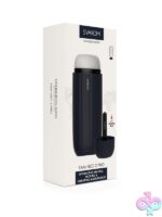Dark blue app-controlled automatic masturbator with warming and suction by Svakom