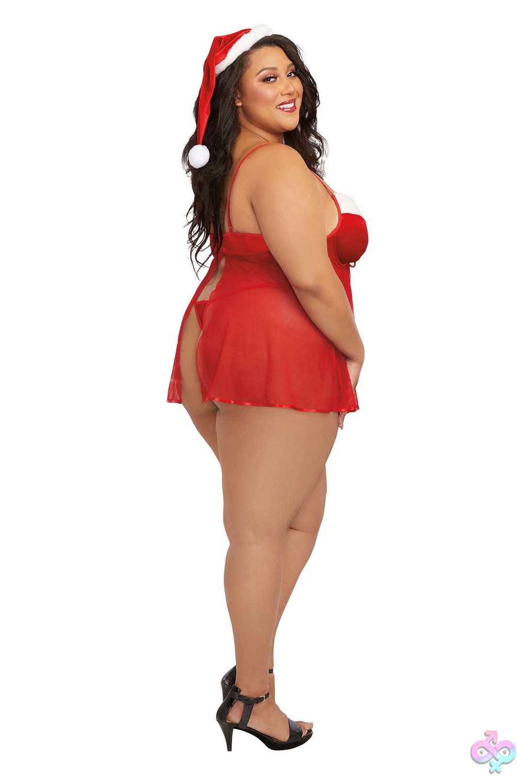 Discreet-Toys-Santa-Babydoll-Thong-And-Hat-3X-Lipstick-Red-Dg-12117Lrd3X Santa Babydoll, Thong And Hat - 3X - Lipstick Red - Image 1