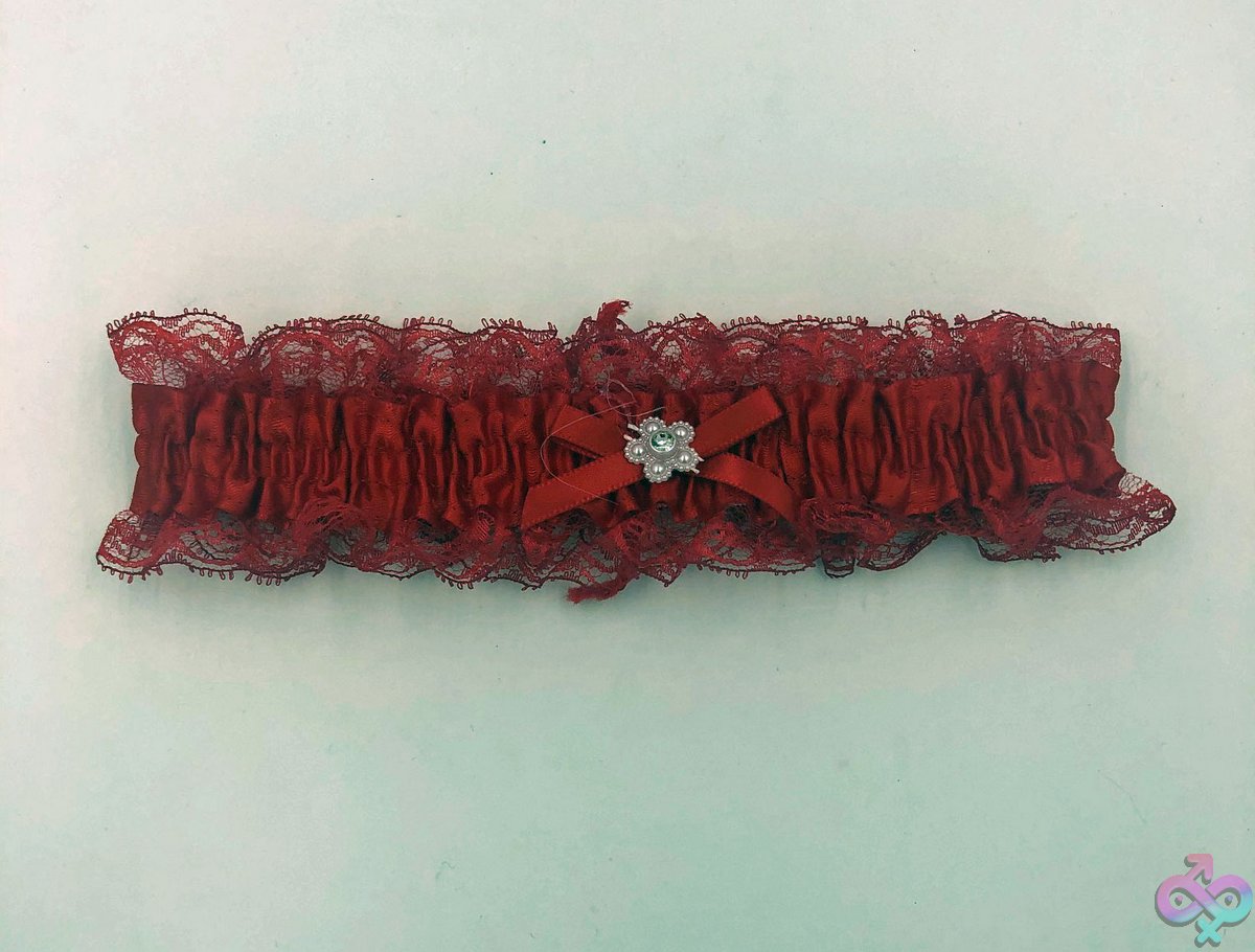 Discreet-Toys-Satin-Leg-Garter-One-Size-Red-With-Red-Lace-Em-3555Rd Satin Leg Garter - One Size - Red With Red Lace - Image 1