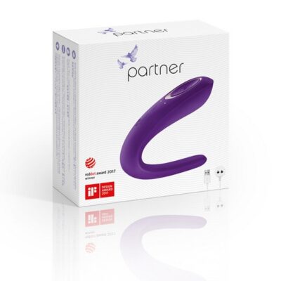 Satisfyer Double Classic wearable couples vibrator in purple silicone by Satisfyer