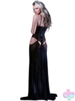 Savannah Sheer Naked Dress With Wet Look Trim & G String - Image 2