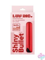 Shiny red ABS mini bullet vibrator with metallic finish by Luv Inc