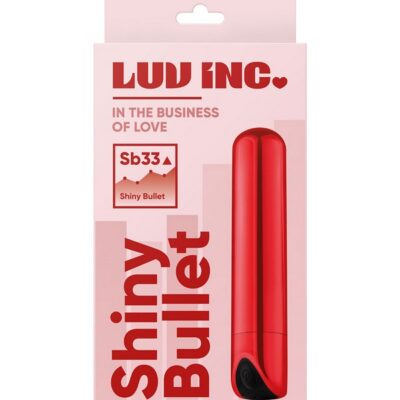 Shiny red ABS mini bullet vibrator with metallic finish by Luv Inc