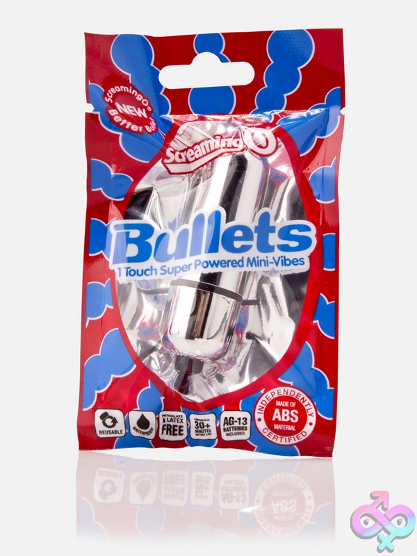 Discreet-Toys-Screaming-O-Bullets-Silver-1-Ct-Nu-So-Bul20-S-E Compact Silver Bullet Vibrator With One-Touch Button By Screaming O
