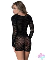 Seamless Long Sleeve Romper in Black with Rhinestones - Image 3