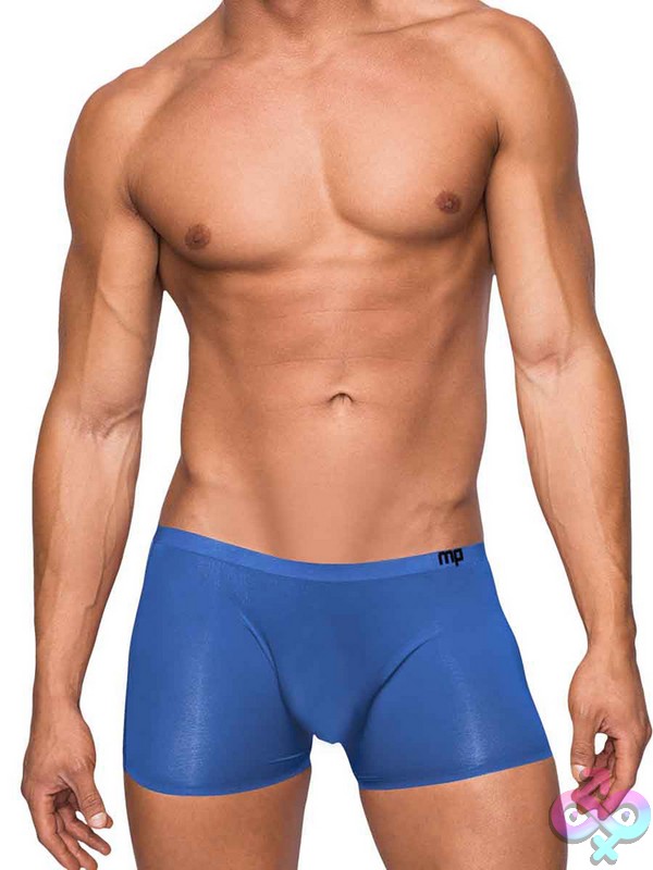 Discreet-Toys-Seamless-Sleek-Short-W-Sheer-Pouch-Blue-M-Nu-Sms006Bumd Seamless Low-Rise Mini Short With Molded Sheer Pouch In Blue By Male Power