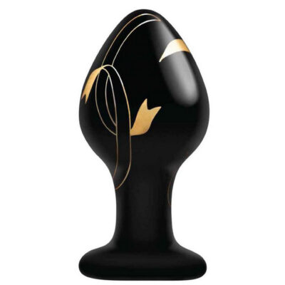 Secret Kisses 3 5 Inch Handblown Glass Plug in Black by Secret Kisses