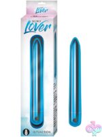 Slim blue rechargeable vibrator with 10-function motor by Nasstoys