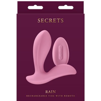 Secrets Rain coral pink rechargeable remote-control vibrator in silicone by Ns Novelties