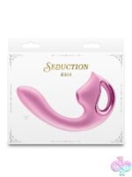 Seduction Kaia metallic clitoral air pulse and G-spot vibrator in blue and pink