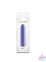 Seduction Roxy metallic mini bullet vibrator in pink and purple on a soft neutral background
