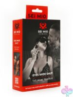Padded black soft velvet blindfold with elasticated strap by Sei Mio