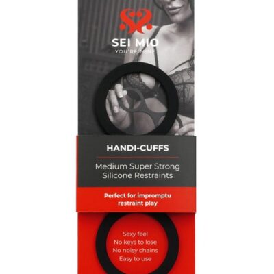 Black velvet-smooth silicone slip-on wrist restraints by Sei Mio