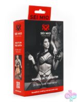 Black satin sash restraints with integral loop by Sei Mio