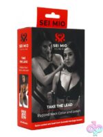 Black padded neck collar and detachable leash set by Sei Mio