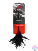 Black mini feather tickler with short handle by Sei Mio