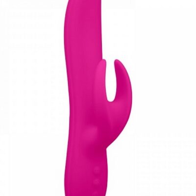 Curved dual-motor G-spot and clitoral vibrator in pink silicone by Selfie Intimate Toys