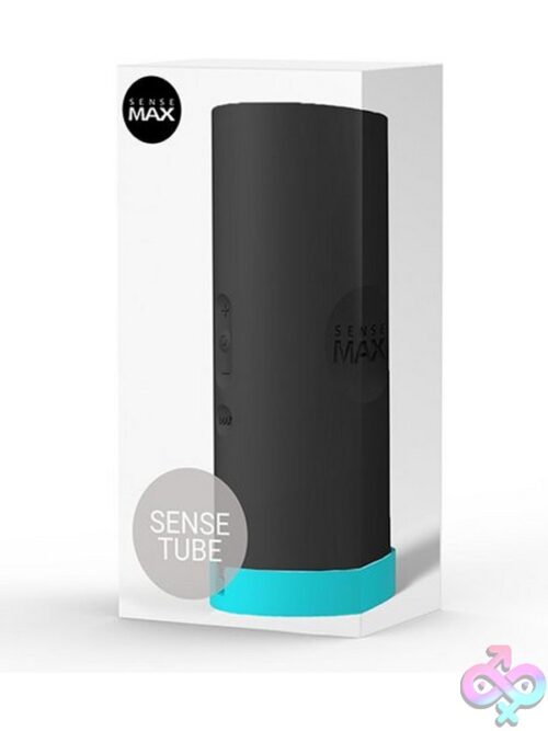 Sensetube Vr-Compatible Vibrating Male Masturbator In Black And White On A Dark Surface