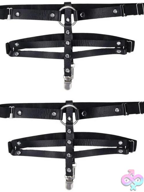 Shadow Garters In Black Faux Leather - Image 2