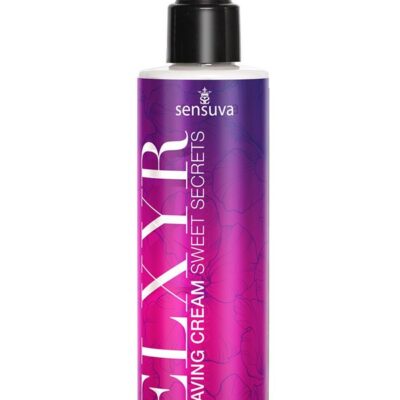 White textured Sweet Secrets shaving cream 8 oz by Sensuva with pomegranate fig coconut and plumeria scent