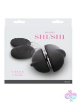 Shi/Shi Union girl-girl couples vibrator in pink and black silicone on neutral background