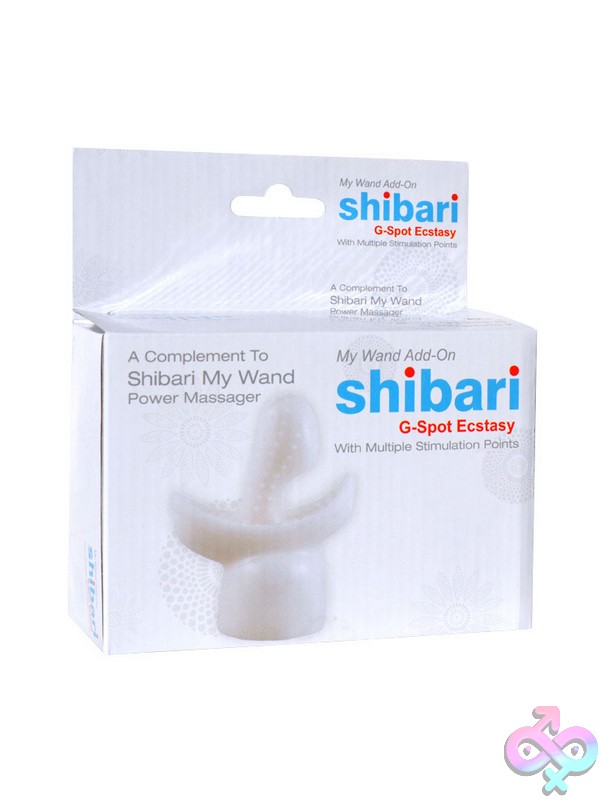 Discreet-Toys-Shibari-G-Spot-Ecstasy-Nu-Att-Gspotx Curved G-Spot Wand Attachment In White By Shibari With Soft Textured Nubs For Targeted Stimulation
