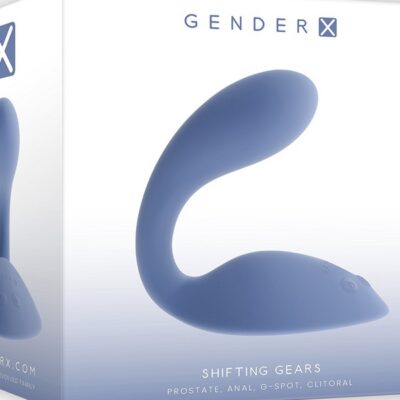 Shifting Gears warming vibrator and grind pad combo in blue by Gender X