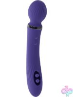 dual ended vibrator Shiver by Evolved Novelties in purple silicone with wand and curved quivering shaft