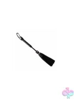 Short suede leather flogger with firm handle available in black and red