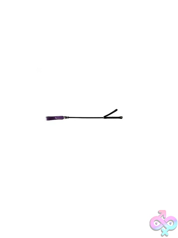 Discreet-Toys-Short-Leather-Riding-Crop-Slim-Tip-Purple-Nu-Rcr1169-Pu Short Purple Leather Riding Crop With Slim Tip By Rouge Garments