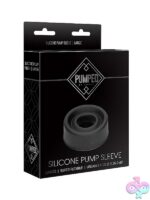 Large black silicone pump sleeve accessory for Pumped cylinders by Shots Toys