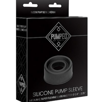 Medium black silicone pump sleeve for Pumped cylinders by Shots Toys