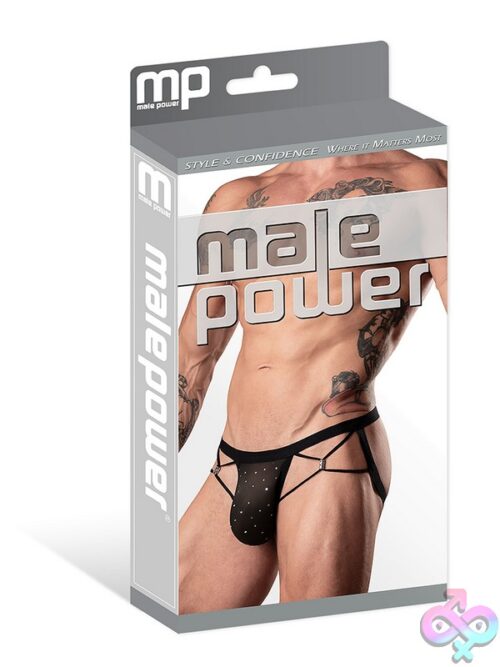 Show Stopper Silver Mesh Dot Jockstrap With Ornamental Tunnel Beading On Plush Elastic Straps