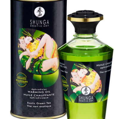 Aphrodisiac Warming Oil Exotic Green Tea by Shunga — 3.5 fl oz green bottle