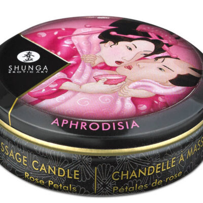 Mini Massage Candle Aphrodisia Roses Petals by Shunga — 1 fl oz soy candle in decorative metal tin