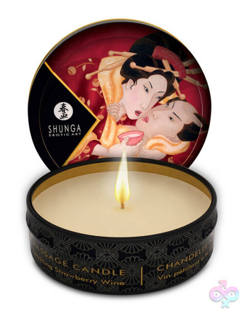 Shunga Sex Toys - Mini Massage Candle - Romance - Sparkling Strawberry Wine - 1 Fl. Oz.