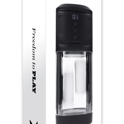 Sliding warming vibrating stroker in black body-safe TPE by Playboy Pleasure