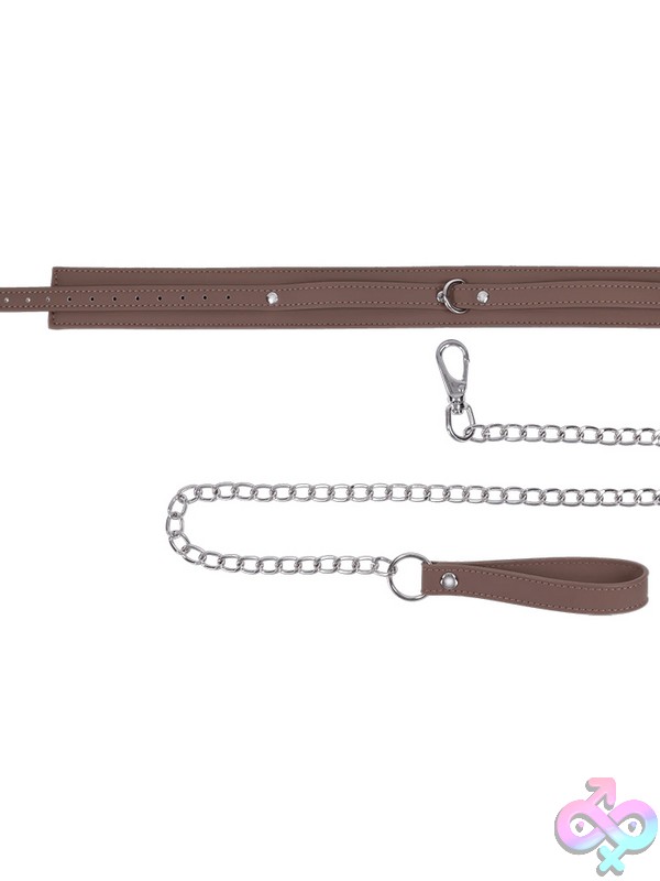 Discreet-Toys-Signature-Dawn-Dream-Collar-Leash-Nu-Ss681-22 Adjustable Brown Silicone Collar Leash By Sportsheets — Signature Dawn Dream Set