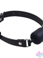 barrel gag silicone Signature Midnight Muse Barrel Gag by Sportsheets black faux leather adjustable strap