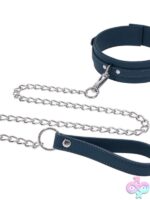White silicone collar leash set by Sportsheets with silver chain and wrist loop