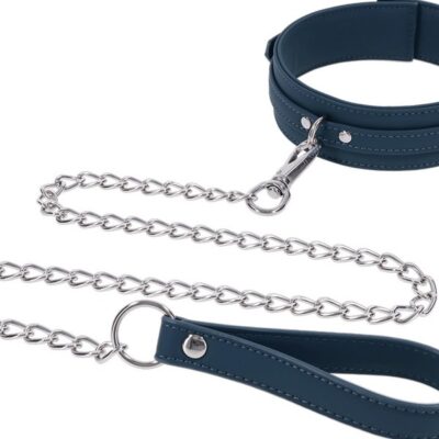 White silicone collar leash set by Sportsheets with silver chain and wrist loop