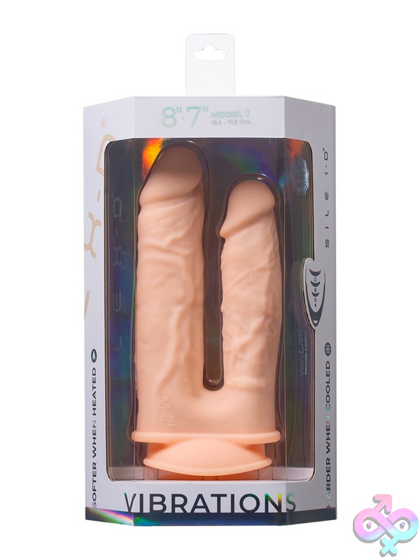 Discreet-Toys-Silex-D-The-Original-Double-Penetration-Dildo-7-8-Vibrations-Vanilla-Nu-Dj0997-40Bx Dual-Shaft Beige Double Penetration Dildo With Suction Cup Base And Remote By Silex-D