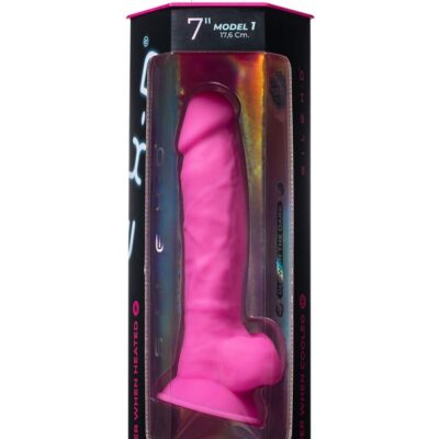 Dual-density glow-in-the-dark pink silicone dildo with suction cup base by Silex-D
