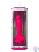 Silex-D 8-inch realistic silicone dildo with suction cup base shown in beige and pink