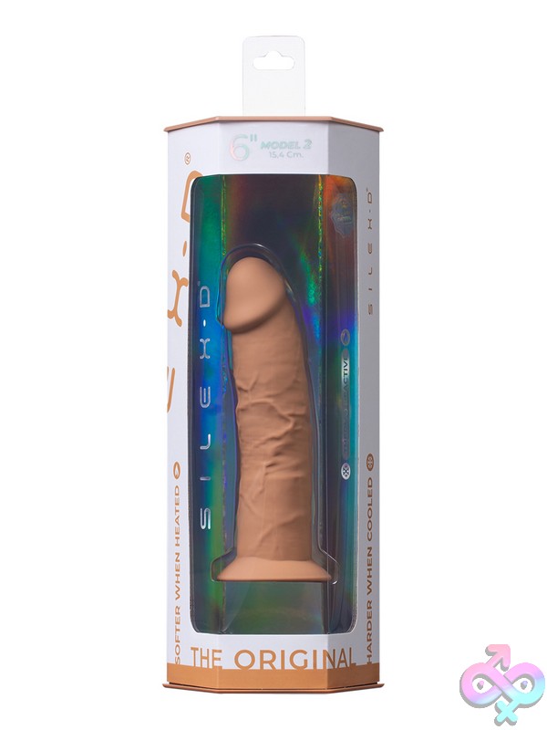 Discreet-Toys-Silex-D-The-Original-Model-2-Dildo-6-Caramel-Nu-Dj0997-30Bx Extra-Soft Caramel Silicone Realistic Dildo By Silex-D, 6 Inches, Thermoreactive And Phthalate-Free